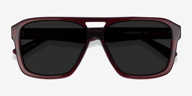 Bauhaus Burgundy AcetateSunglass Frames from EyeBuyDirect, Closed View