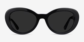 Elle Noir Acétate Soleil de Lunette de vue d'EyeBuyDirect, Vue de Face