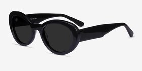 Elle Noir Acétate Soleil de Lunette de vue d'EyeBuyDirect, Vue d'Angle