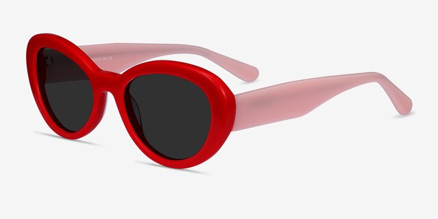 Elle Red & Pink AcétateSoleil de Lunette de vue d'EyeBuyDirect, Vue d'Angle