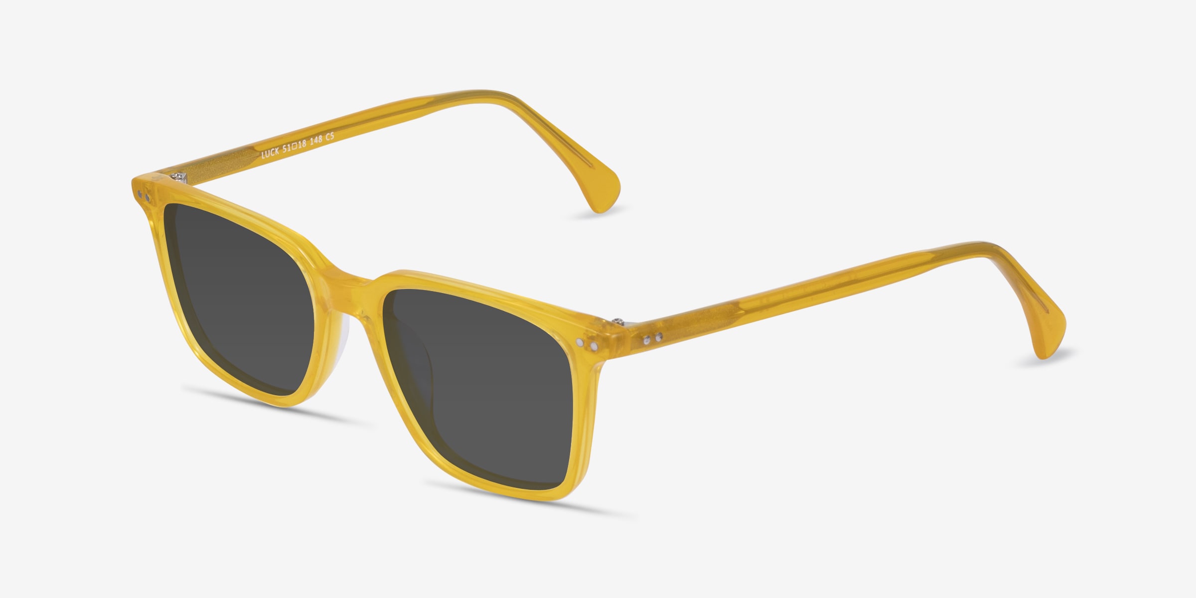 Luck - Rectangle Yellow Frame Prescription Sunglasses
