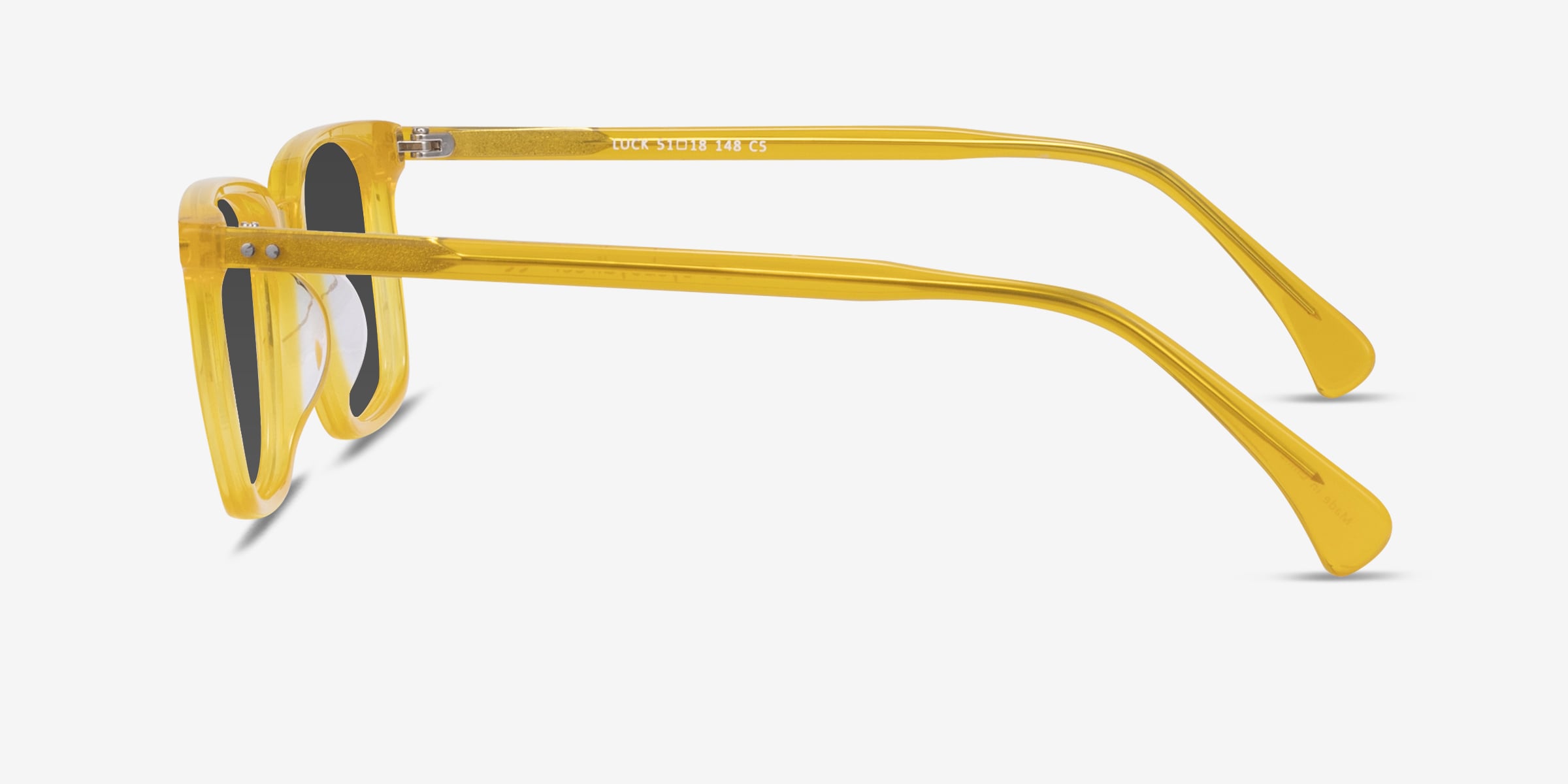 Luck - Rectangle Yellow Frame Prescription Sunglasses