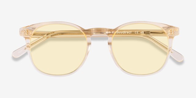 Safari Clear Melon AcetateSunglass Frames from EyeBuyDirect, Closed View