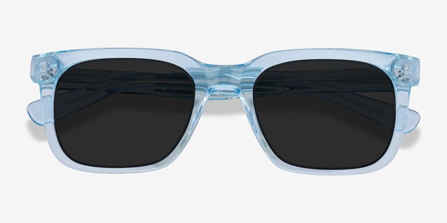Riddle Clear Blue AcetateSunglass Frames from EyeBuyDirect, Closed View