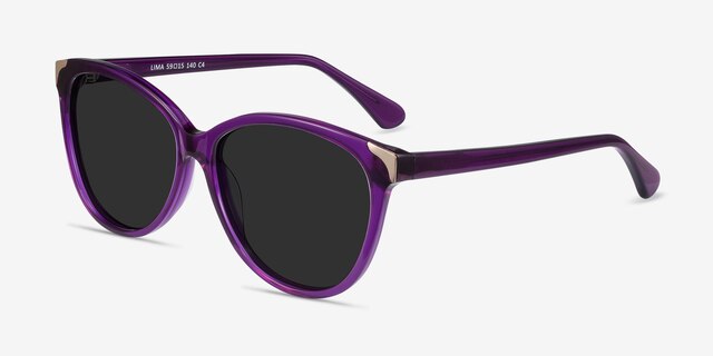 Lima Violet AcétateSoleil de Lunette de vue d'EyeBuyDirect, Vue d'Angle
