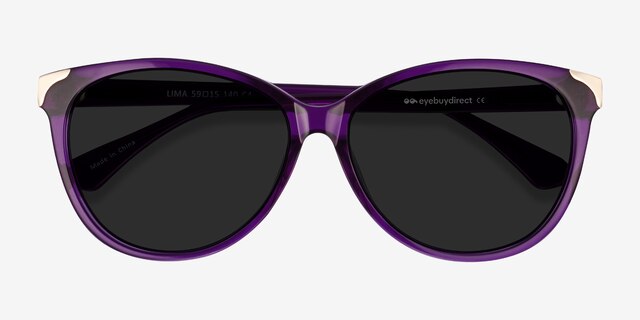 Lima Violet AcétateSoleil de Lunette de vue d'EyeBuyDirect, Vue Rapprochée