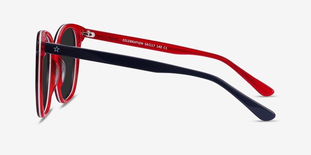 Celebration Navy & Red AcetateSunglass Frames from EyeBuyDirect, Side View