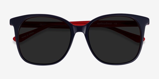 Celebration Navy & Red AcetateSunglass Frames from EyeBuyDirect, Closed View