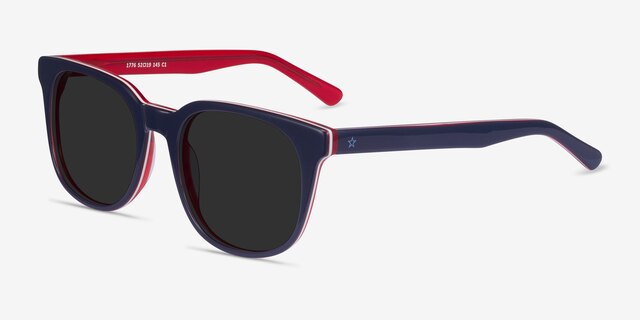 1776 Navy & Red AcetateSunglass Frames from EyeBuyDirect, Angle View