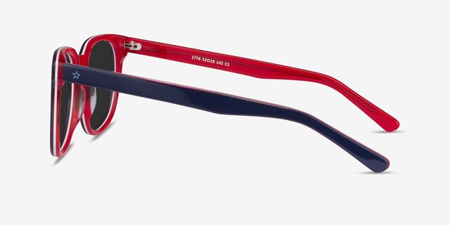 1776 Navy & Red AcetateSunglass Frames from EyeBuyDirect, Side View