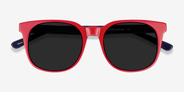 1776 Red & Navy AcetateSunglass Frames from EyeBuyDirect, Closed View