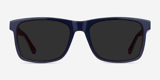 Proud Navy & Red AcetateSunglass Frames from EyeBuyDirect, Front View