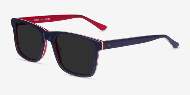 Proud Navy & Red AcetateSunglass Frames from EyeBuyDirect, Angle View
