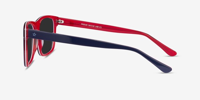 Proud Navy & Red AcetateSunglass Frames from EyeBuyDirect, Side View