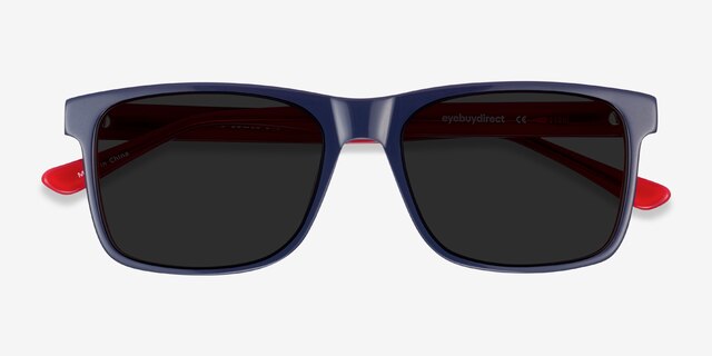 Proud Navy & Red AcetateSunglass Frames from EyeBuyDirect, Closed View