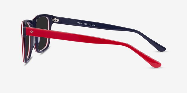 Proud Red & Navy AcetateSunglass Frames from EyeBuyDirect, Side View