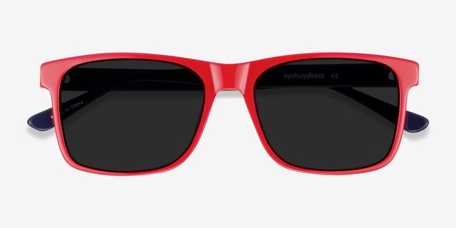 Proud Red & Navy AcetateSunglass Frames from EyeBuyDirect, Closed View