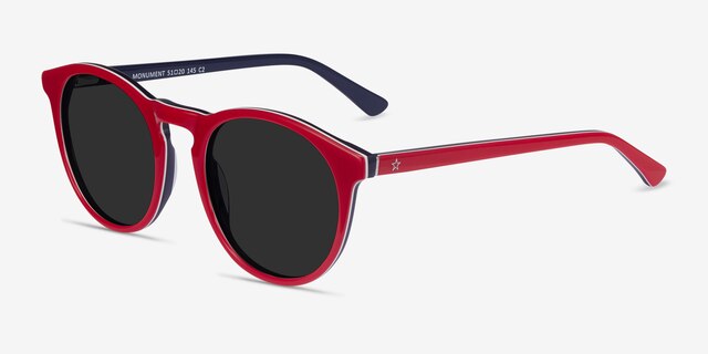 Monument Red & Navy AcetateSunglass Frames from EyeBuyDirect, Angle View