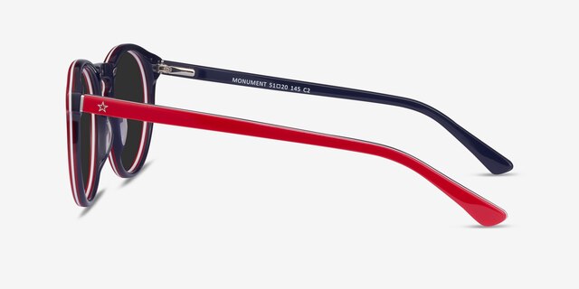 Monument Red & Navy AcetateSunglass Frames from EyeBuyDirect, Side View