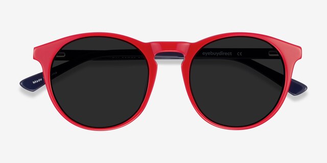 Monument Red & Navy AcetateSunglass Frames from EyeBuyDirect, Closed View