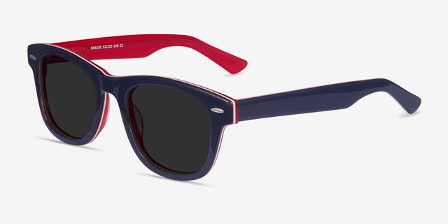 Parade Navy & Red AcétateSoleil de Lunette de vue d'EyeBuyDirect, Vue d'Angle