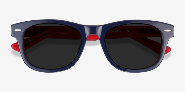 Parade Navy & Red AcétateSoleil de Lunette de vue d'EyeBuyDirect, Vue Rapprochée