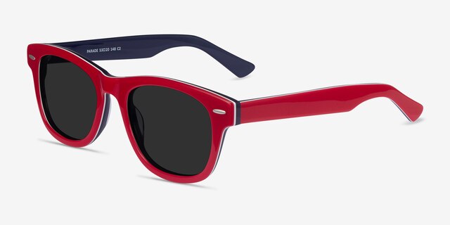 Parade Red & Navy AcetateSunglass Frames from EyeBuyDirect, Angle View