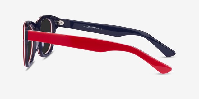 Parade Red & Navy AcetateSunglass Frames from EyeBuyDirect, Side View