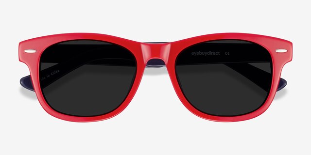 Parade Red & Navy AcetateSunglass Frames from EyeBuyDirect, Closed View