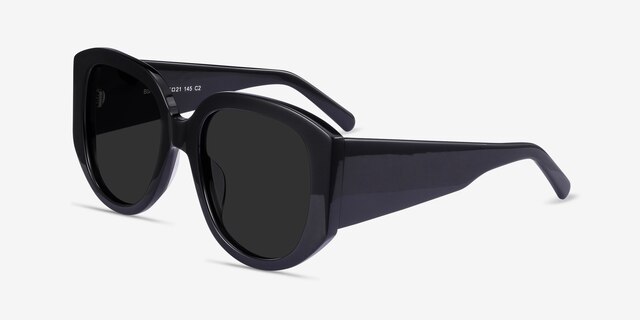 Bianca Noir AcétateSoleil de Lunette de vue d'EyeBuyDirect, Vue d'Angle