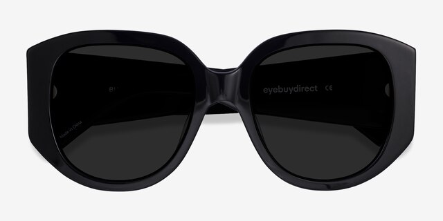 Bianca Noir AcétateSoleil de Lunette de vue d'EyeBuyDirect, Vue Rapprochée