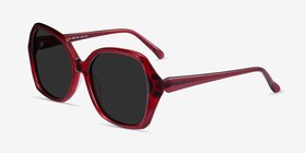 Isabella Burgundy Acétate Soleil de Lunette de vue d'EyeBuyDirect, Vue d'Angle