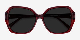 Isabella Burgundy Acétate Soleil de Lunette de vue d'EyeBuyDirect, Vue Rapprochée