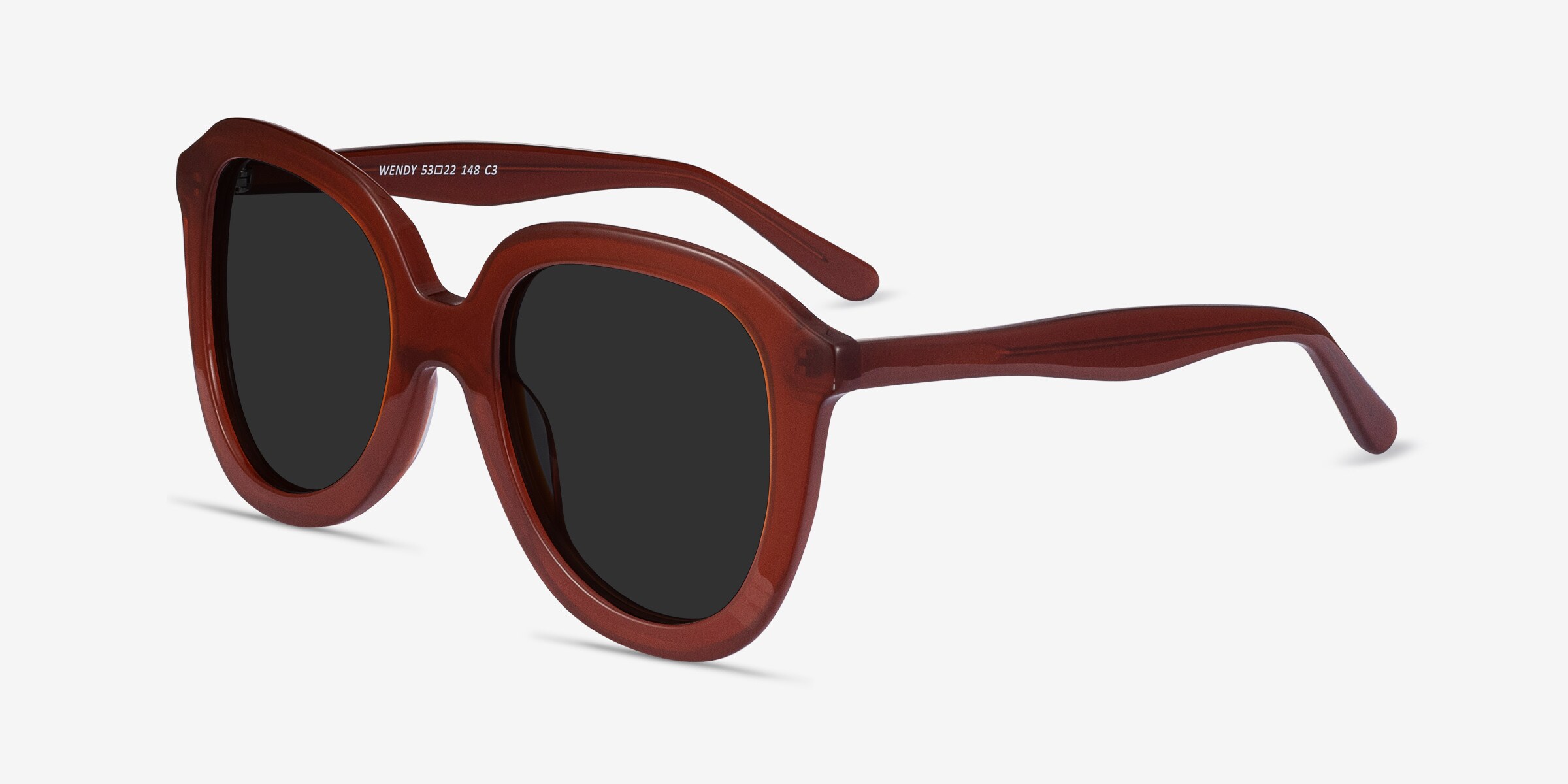 あず　バーガンディ Wendy - Square Burgundy Frame Sunglasses For Women