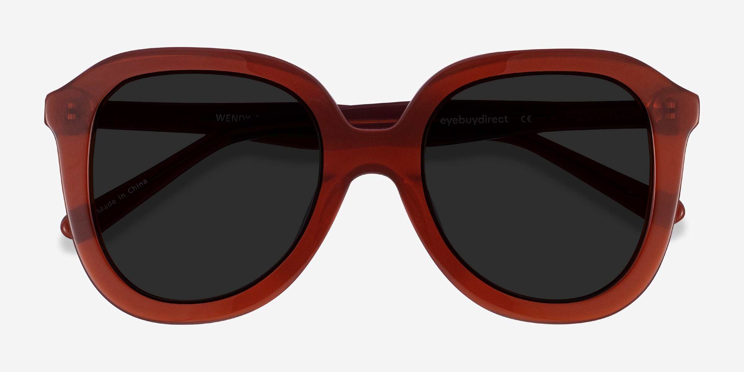 あず　バーガンディ Wendy - Square Burgundy Frame Sunglasses For Women