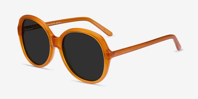 Sheila Mustard AcetateSunglass Frames from EyeBuyDirect, Angle View