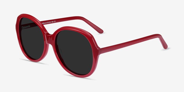 Sheila Burgundy AcetateSunglass Frames from EyeBuyDirect, Angle View