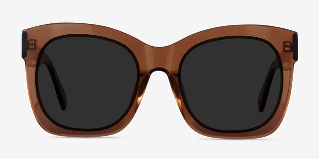 Claudette Clear Brown AcetateSunglass Frames from EyeBuyDirect, Front View