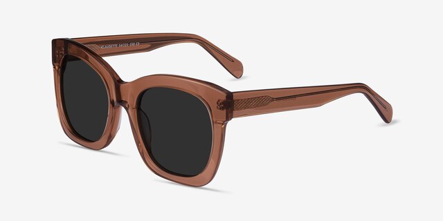 Claudette Clear Brown AcetateSunglass Frames from EyeBuyDirect, Angle View