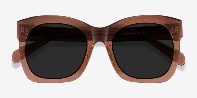 Claudette Clear Brown AcetateSunglass Frames from EyeBuyDirect, Closed View
