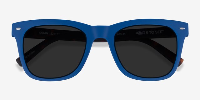 Ocean Atlantic Blue & Warm Tortoise PlasticSunglass Frames from EyeBuyDirect, Closed View