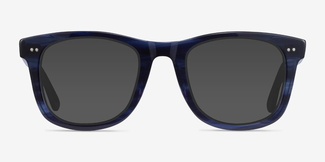 Nevada Blue Striped AcetateSunglass Frames from EyeBuyDirect, Front View