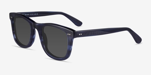 Nevada Blue Striped AcetateSunglass Frames from EyeBuyDirect, Angle View