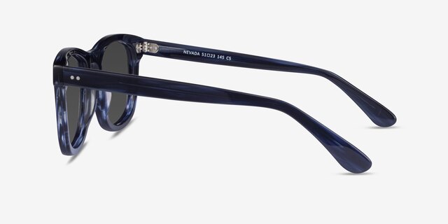 Nevada Blue Striped AcetateSunglass Frames from EyeBuyDirect, Side View