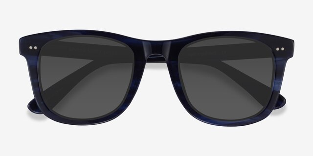 Nevada Blue Striped AcetateSunglass Frames from EyeBuyDirect, Closed View