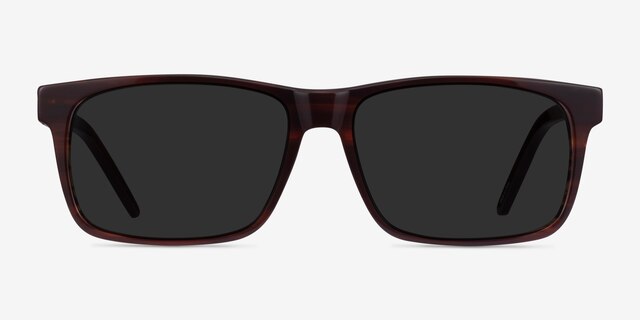 Sun Sydney Brown Striped AcetateSunglass Frames from EyeBuyDirect, Front View