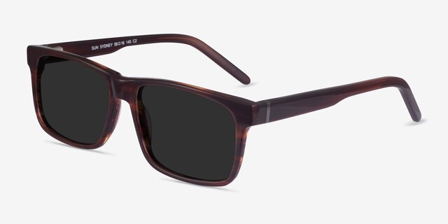 Sun Sydney Brown Striped AcetateSunglass Frames from EyeBuyDirect, Angle View