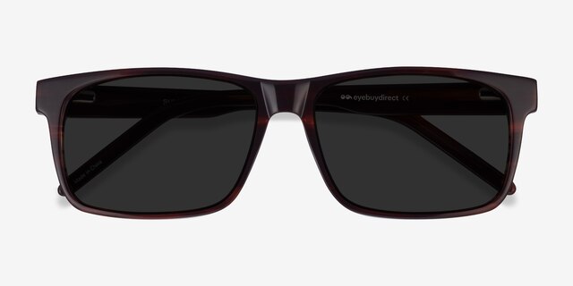 Sun Sydney Brown Striped AcetateSunglass Frames from EyeBuyDirect, Closed View