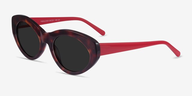 Fabulous Tortoise & Red AcetateSunglass Frames from EyeBuyDirect, Angle View