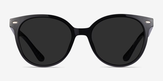 Domino Black PlasticSunglass Frames from EyeBuyDirect, Front View